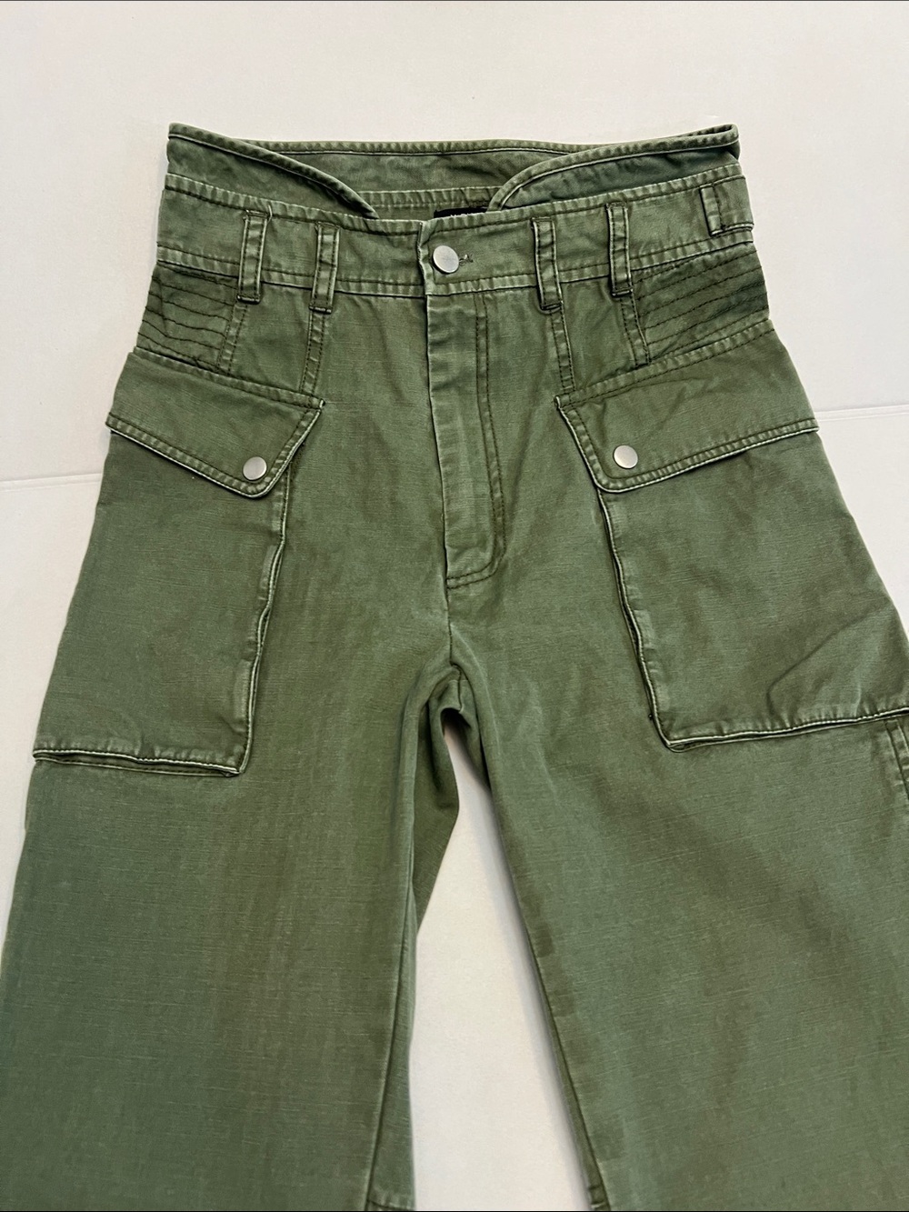 MARISSA WEBB UTILITY CARGO PANTS GREEN HIGH WAISTED 100% COTTON SIZE 4 WOMENS - Picture 2 of 16